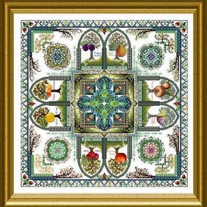 Chatelaine Design - The Medieval Fruit Garden Mandala (Pomarium) - Cross Stitch Pattern