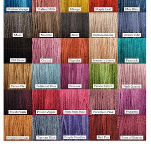 Può includere: Una cartella colori di 25 diverse tonalità di filato, disposte in una griglia 5x5. I colori includono sfumature di blu, verde, rosso, rosa, viola, marrone, arancione, giallo e nero.