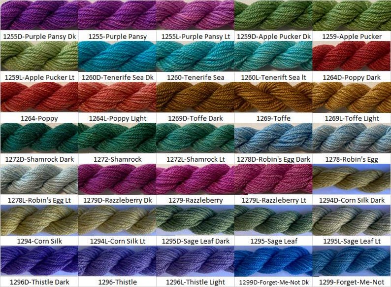Jumbuck Silk/wool Embroidery Thread by Dinky Dyes - Colors 1255D-1805 ...