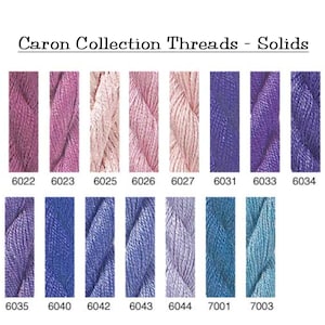 Caron Collection Soie Cristale, Impressions, Wildflowers - Colors 6022-7003 - Solid colored Embroidery Threads