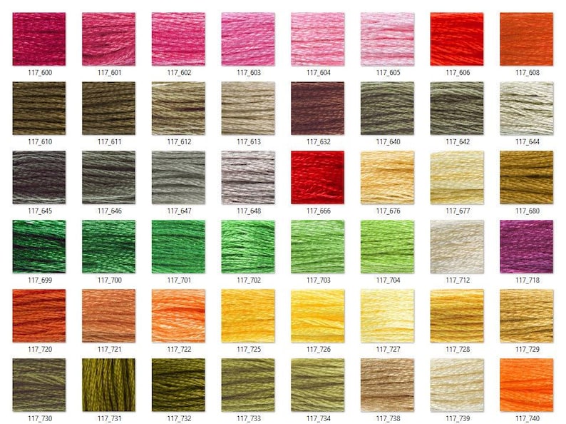Floss Color Keycode 6032 DMC Floss Six Strand 502-734 *choose Color* - Etsy