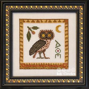 Ink Circles  - Athene Noctua (Athena&#39;s Owl) - Cross Stitch Pattern