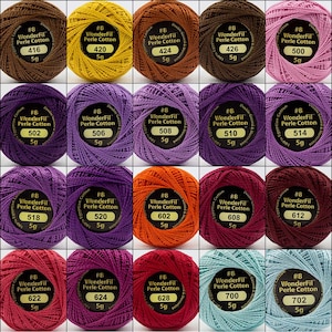 Eleganza/Wonderfil Size 8 Perle Cotton Colors 416-702 **Choose Color** - Solids