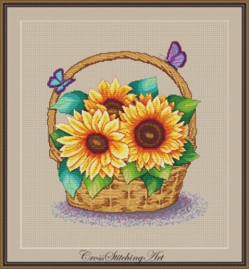 Cross Stitching Art-Sunny Basket- Cross Stitch Pattern