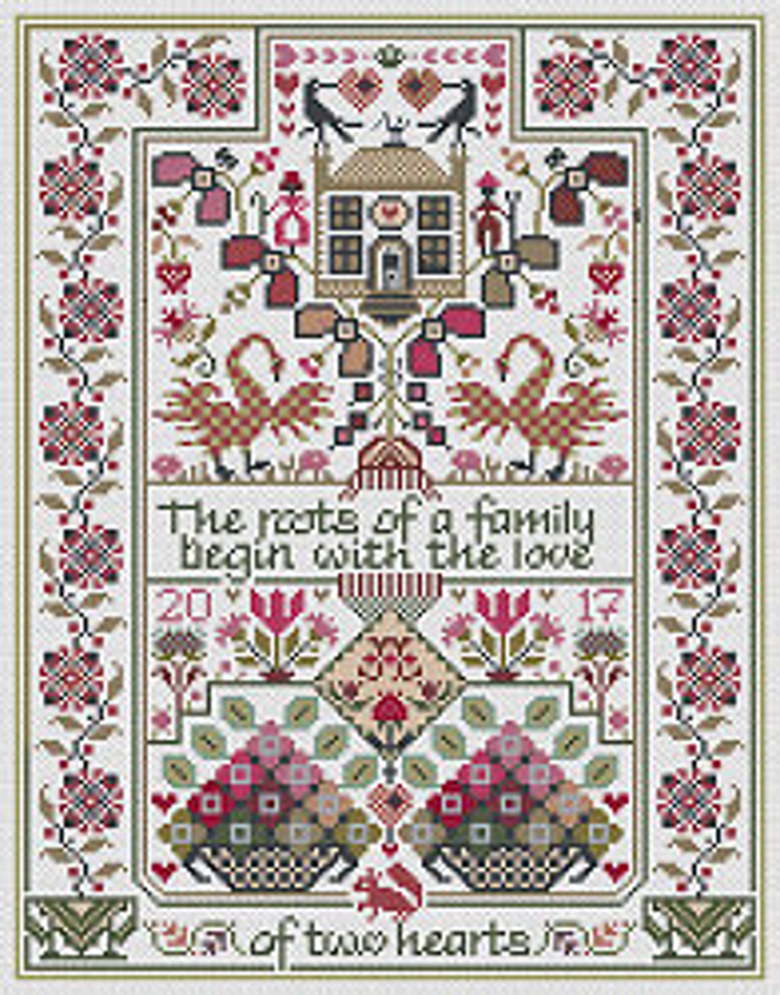 Long Dog Samplers the Love of Two Hearts Cross Stitch Etsy