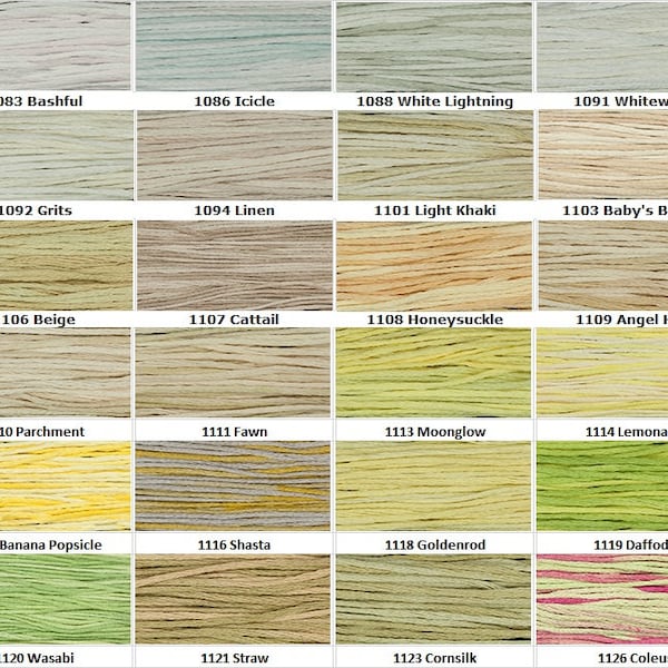 Weeks Dye Works 6-ply floss, Colors 1083-1228