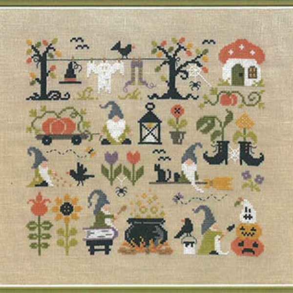 Jardin Prive' - Halloween Chez Les Gnomes - New Cross Stitch Pattern