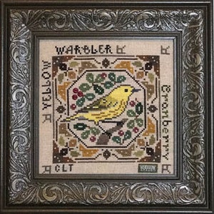 Tellin Emblem - Birdie & Berries - Yellow Warbler - Cross Stitch Pattern