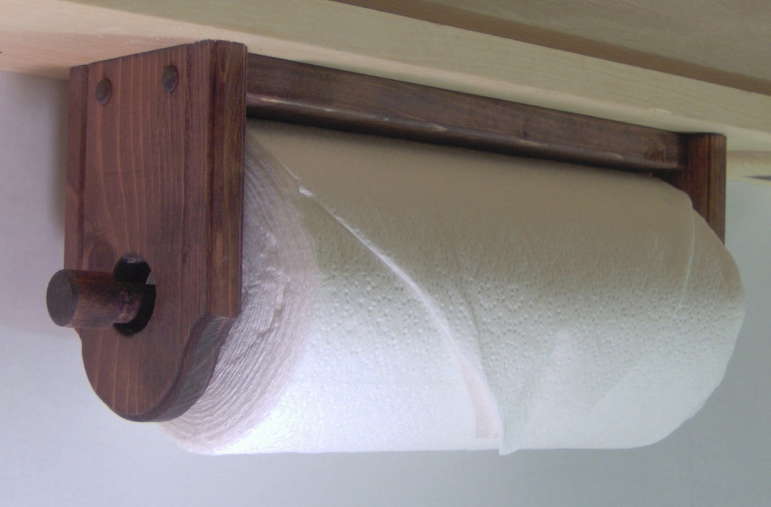 Paper Towel Hold/ Wall or Under Cabinet Wood Unfinished 