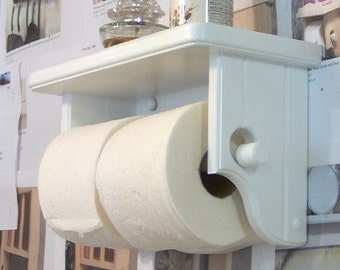Support de papier hygiénique blanc deux rouleaux avec étagère