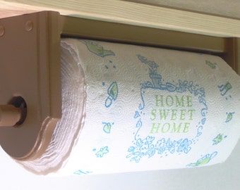 Paper towel holder wall under cabinet wood brown