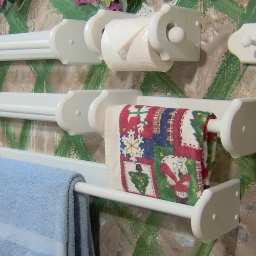 White bathroom set towel toilet paper tissue shops hand towel robe rack hook