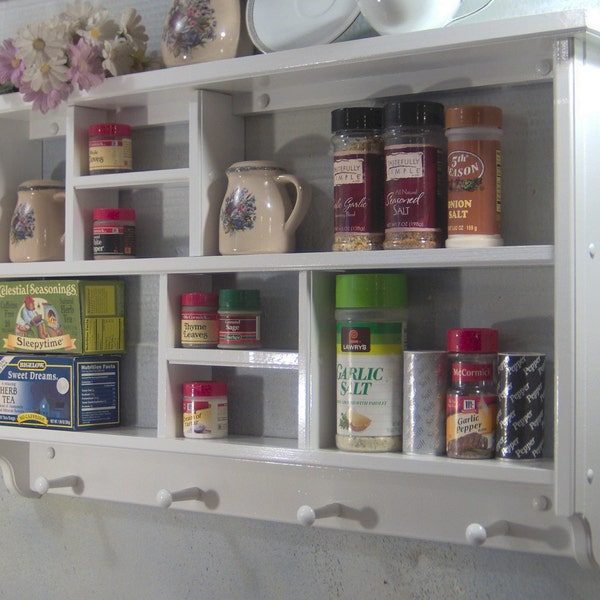 White Spice Tea plate solid wood wall shelf