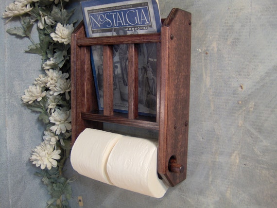 Choose Your Staine Contemporary Pine Toilet Paper Holder with Magazine Rack