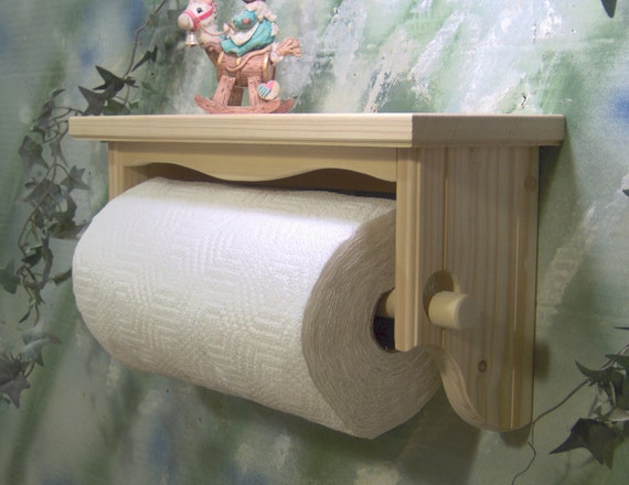 Wall-Mounted Torched Wood Paper Towel Holder with Display Shelf