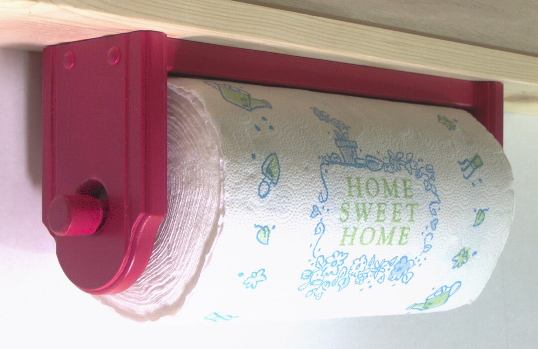 Red Paper Towel Holder Wall Under Wood Etsy
