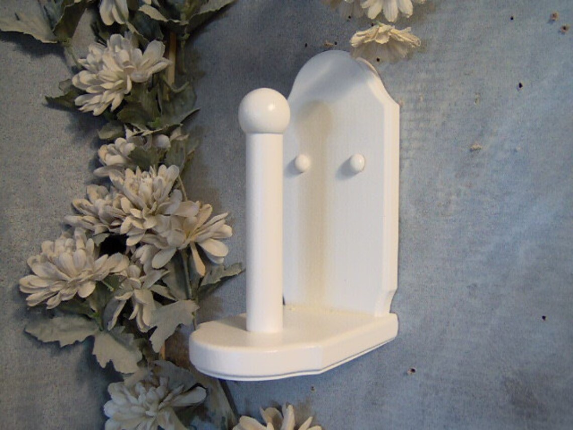 White wood vertical toilet paper holder Etsy
