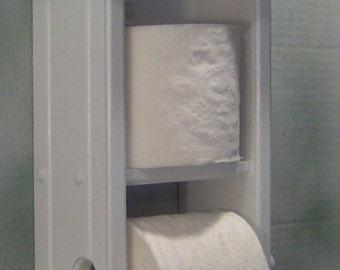 Toilet paper holder white shelf and second roll shelf