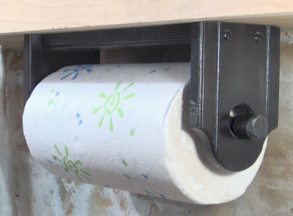 Paper Towel Holder Wall or Under Cabinet Wood Black Etsy