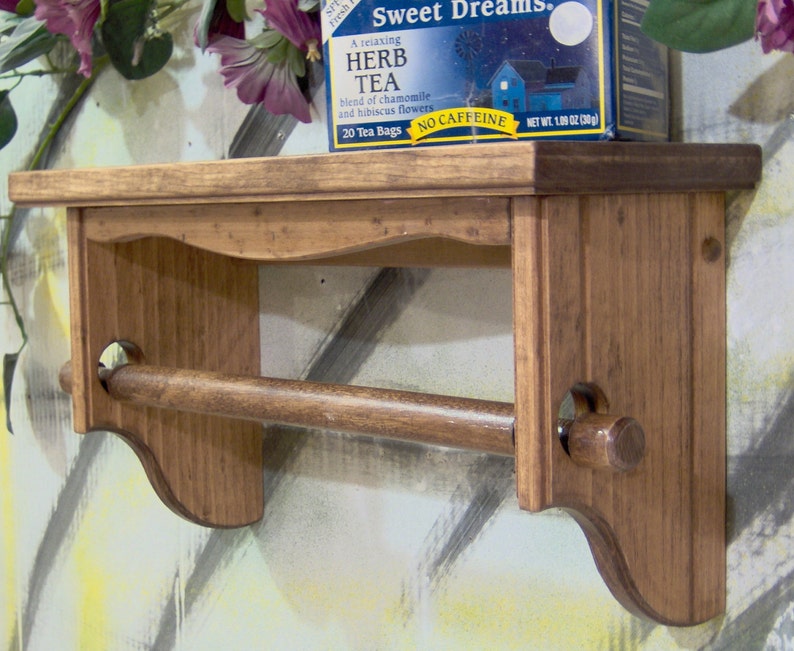 Paper towel holder shelf wall solid wood Early American apron Etsy