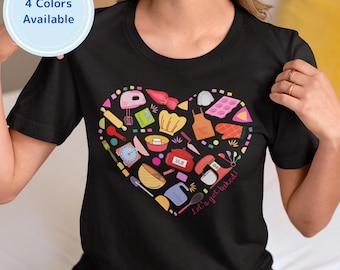 T-shirt Let's Get Bake : coeur d'ustensiles de cuisine, cadeau gourmand