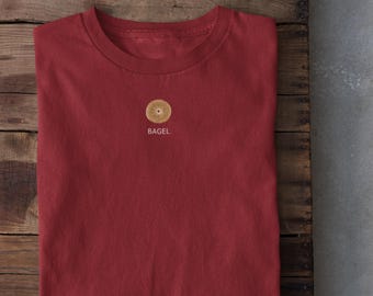 Bagel Illustration T-Shirt | Airlume Cotton Food Graphic Tee
