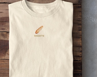 T-shirt baguette : chemise minimaliste en coton pour amateur de pain