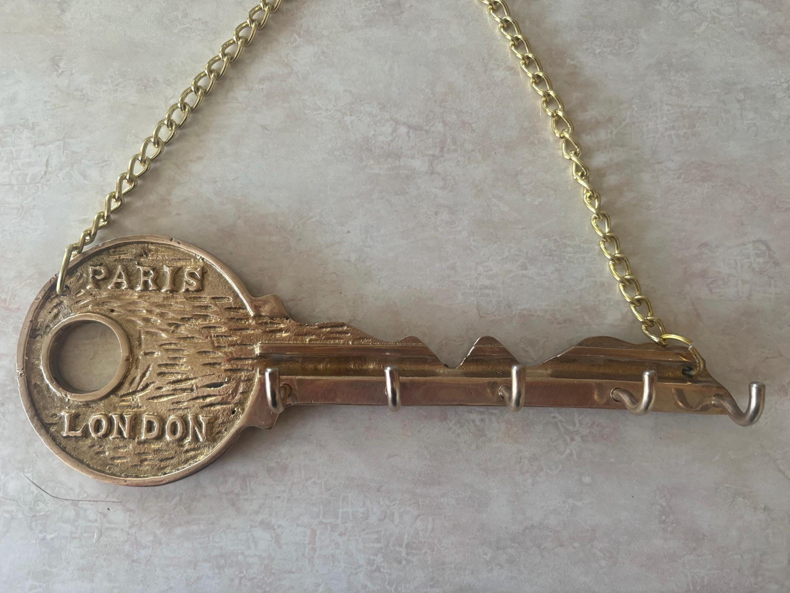 Vintage Brass Keyholder/ Vintage Paris London Key Hook/ Brass Wall Hanging / Vintage Brass / Brass Hooks / Vintage Hooks / Vintage Brass