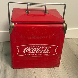 Vintage Coca Cola Metal Cooler - 1950&#39;s Collectible Piece - Heavily Distressed