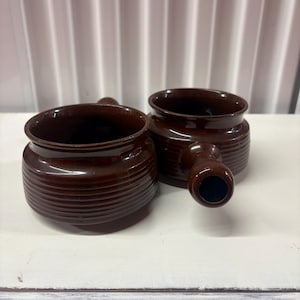 Vintage Brown Stoneware Soup Bowls - Set of 2 - Made in Japan