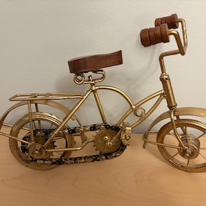 Metal Bicycle - Home Decor Showpiece Miniature Cycle Decorative Figure - Gold