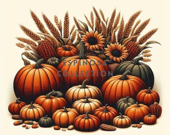 Fall Pumpkin Digital Art - Perfect for Thanksgiving Decor (3 size files)