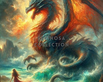 Majestic Dragon Wall Decor - Fantasy Art Print (3 sizes)