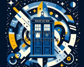 Whimsical Blue Phone Box Journey - Doctor Digital Art Print (3 sizes)