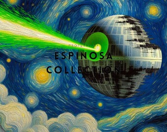 Starry Night with Star ship - Unique Scifi Art Print (3 sizes)