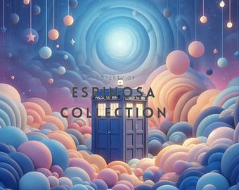 Whimsical TARDIS Journey - Retro Doctor Who Digital Art Print (3 sizes)