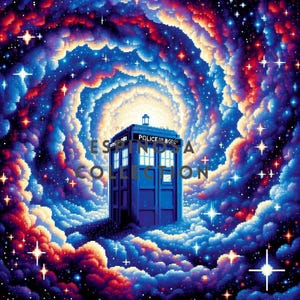 Blue Phone Box Doctor Digital Art - Enchanted Time Travel Print (3 sizes)