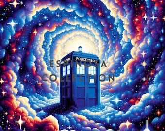 Blue Phone Box Doctor Digital Art - Enchanted Time Travel Print (3 sizes)