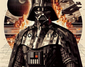 Pixelated Dar k Lord Art Print - Galaxy Wars Digital Artwork (3 sizes)