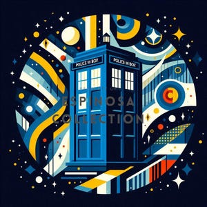 Whimsical Blue Phone Box Journey - Doctor Digital Art Print (3 sizes)