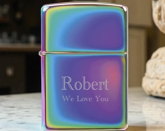 Personalized Classic Rainbow Multi Color Genuine Zippo Lighter- Free Engraving!