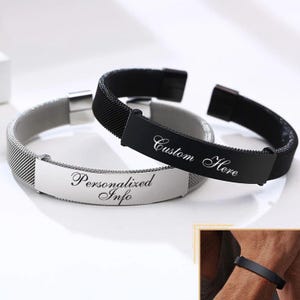 Personalized Quality Stainless Steel Mesh Cuff ID Bracelet For Men and Woman - Free Engraving!