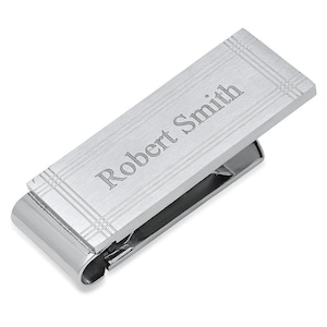 Personalized Quality Brushed Stainless Steel Money Clip - Free Engraving!