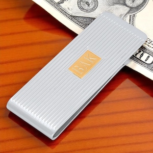 Personalized Two-Tone Stainless Steel Money Clip - Free Engraving