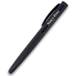 Personalized Quality All Metal Brushed Black Stainless Steel Fountain Pen - Free Engraving!