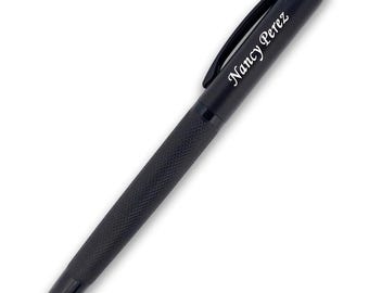 Personalized Quality All Metal Brushed Black Stainless Steel Fountain Pen - Free Engraving!
