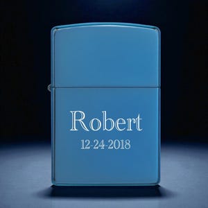 Personalized High Polish Blue Genuine Zippo Lighter- Free Engraving!