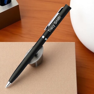 Free Engraving! Personalized Metal Matt Black Ballpoint Slim Pen