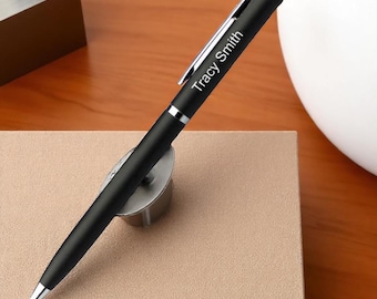Free Engraving! Personalized Metal Matt Black Ballpoint Slim Pen