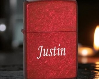 Personalized Candy Apple Red Zippo Lighter - Free Engraving!